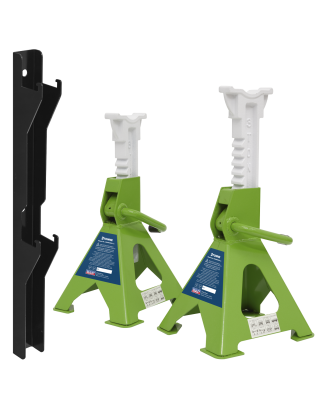 Axle Stand & Axle Stand Storage Rack Combo 3 Tonne - Hi-Vis Green