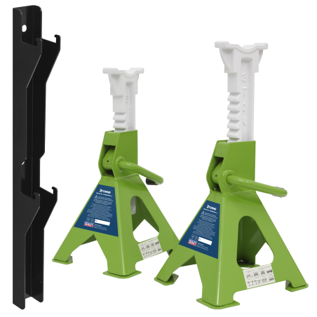 Axle Stand & Axle Stand Storage Rack Combo 3 Tonne - Hi-Vis Green