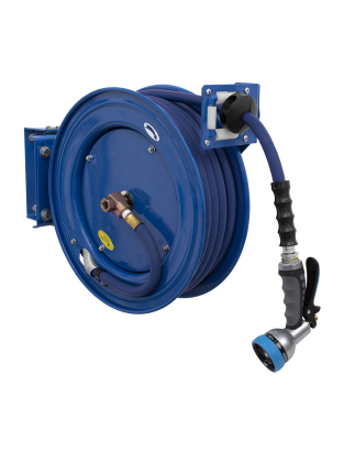 Heavy-Duty Retractable Water Hose Reel 15m Ø13mm ID Rubber Hose