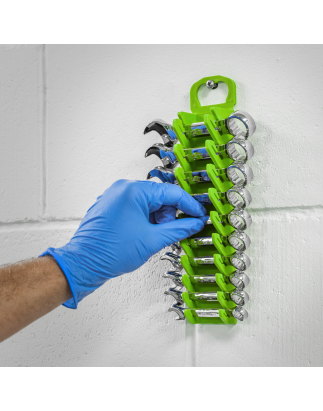 Spanner Rack Capacity 10 Stubby Spanners - Hi-Vis Green