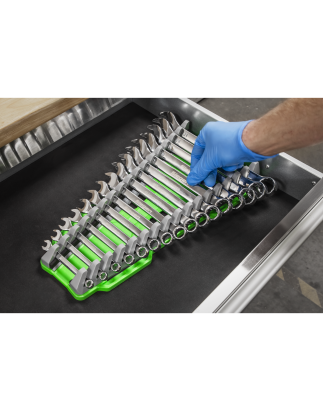 Reversible Spanner Rack 16pc Hi-Vis Green