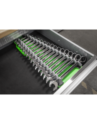 Reversible Spanner Rack 16pc Hi-Vis Green