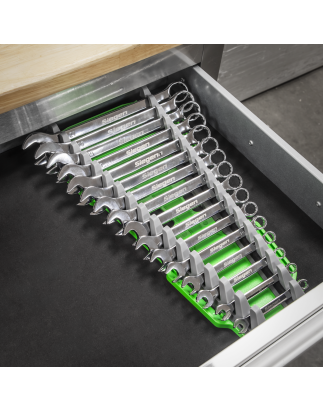 Reversible Spanner Rack 16pc Hi-Vis Green