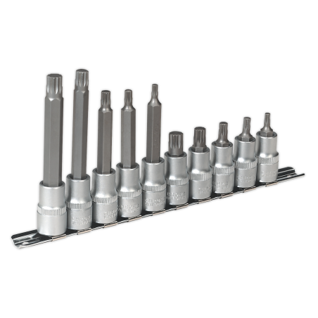 Spline Socket Bit Set 10pc 1/2"Sq Drive