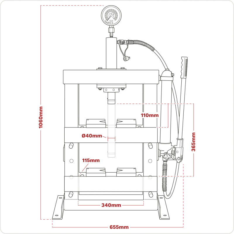 Presse hydraulique de type banc 10 tonnes