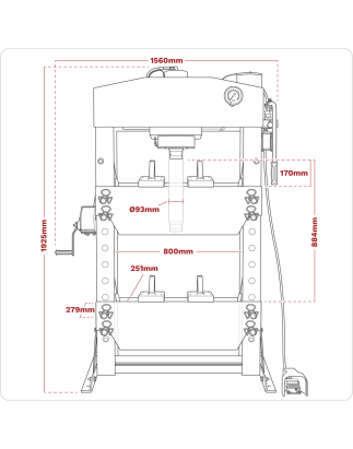 Premier Air/Hydraulic Floor Type Press with Foot Pedal 75 Tonne