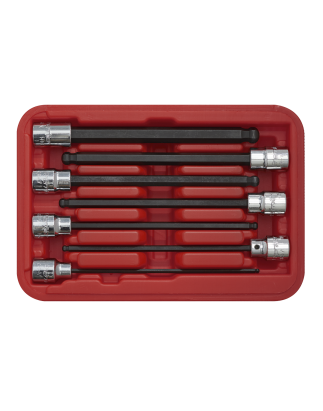 Ball-End Hex Socket Bit Set 7pc 3/8"Sq Drive 150mm Metric