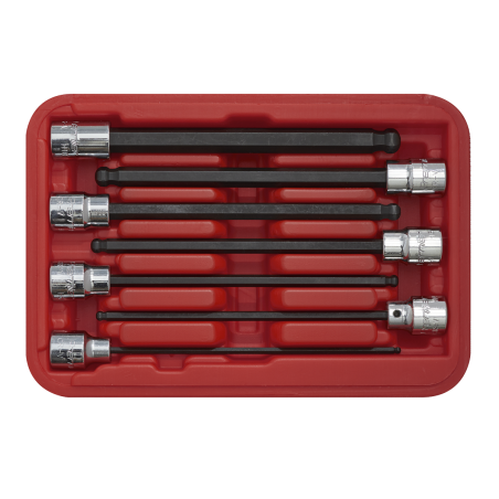 Ball-End Hex Socket Bit Set 7pc 3/8"Sq Drive 150mm Metric