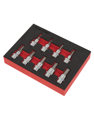 Jeu d'embouts à douille hexagonale, 9 pièces, entraînement carré 3/8" - métrique