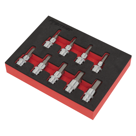 Jeu d'embouts à douille hexagonale, 9 pièces, entraînement carré 3/8" - métrique