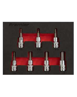 Hex Socket Bit Set 7pc 3/8"Sq Drive - Imperial