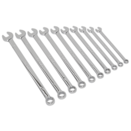 Combination Spanner Set 10pc Extra-Long Metric