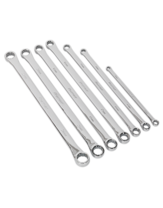 Double End Ring Spanner Set 7pc Extra-Long Metric