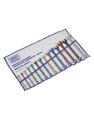 Combination Spanner Set 14pc Multi-Coloured Metric