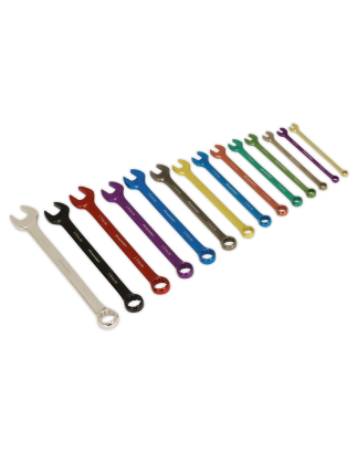 Combination Spanner Set 14pc Multi-Coloured Metric