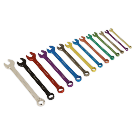 Combination Spanner Set 14pc Multi-Coloured Metric