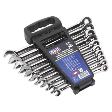 Combination Ratchet Spanner Set 10pc Extra-Long Metric