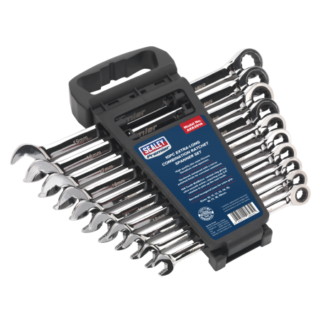 Combination Ratchet Spanner Set 10pc Extra-Long Metric