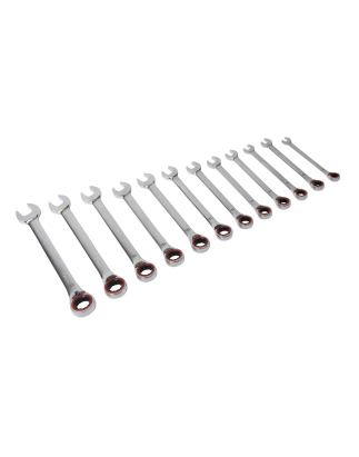 Reversible Ratchet Combination Spanner Set 12pc Metric Premier Platinum