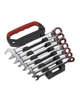 Reversible Ratchet Combination Spanner Set 7pc Metric Premier Platinum