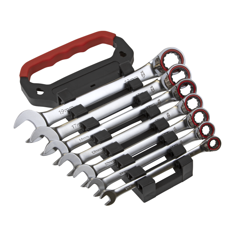 Reversible Ratchet Combination Spanner Set 7pc Metric Premier Platinum