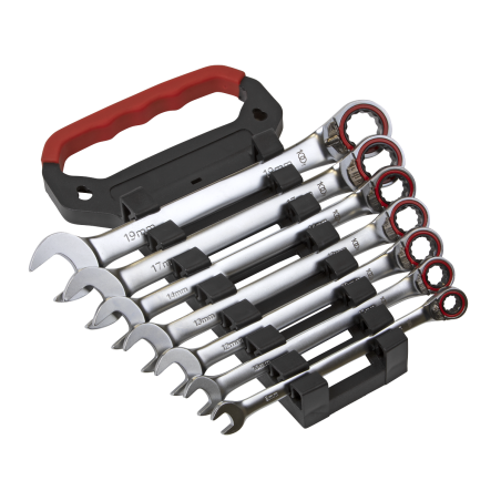 Reversible Ratchet Combination Spanner Set 7pc Metric Premier Platinum