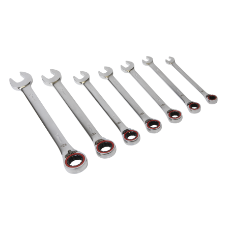 Reversible Ratchet Combination Spanner Set 7pc Metric Premier Platinum