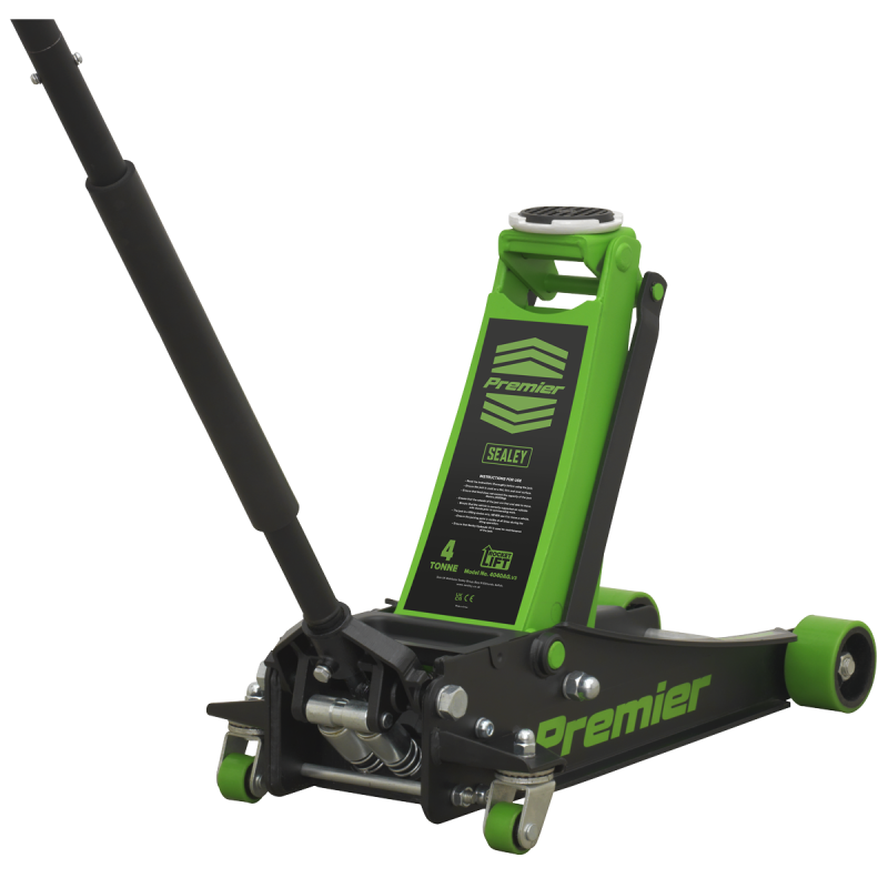 Premier Low Profile Trolley Jack with Rocket Lift 4 Tonne - Green