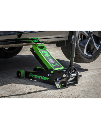 Premier Low Profile Trolley Jack with Rocket Lift 4 Tonne - Green