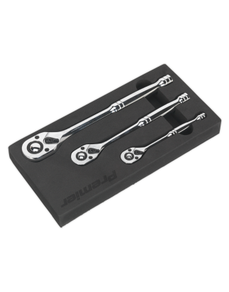 Ratchet Wrench Set 3pc Pear-Head Flip Reverse