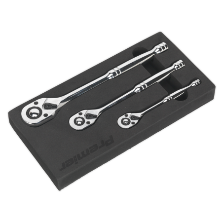 Ratchet Wrench Set 3pc Pear-Head Flip Reverse