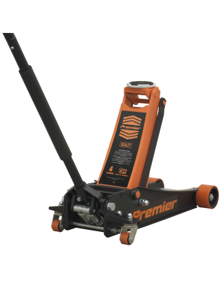 Premier Low Profile Trolley Jack with Rocket Lift 4 Tonne - Orange