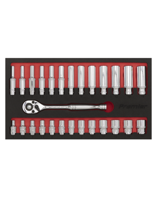 Ratchet Wrench & Socket Set 27pc 1/4"Sq Drive