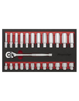 Ratchet Wrench & Socket Set 25pc 3/8"Sq Drive