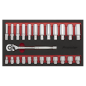 Ratchet Wrench & Socket Set 25pc 3/8"Sq Drive