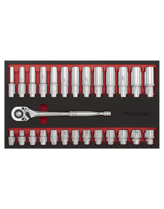 Ratchet Wrench & Socket Set 27pc 1/2"Sq Drive