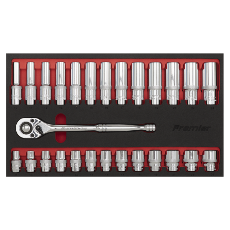 Ratchet Wrench & Socket Set 27pc 1/2"Sq Drive