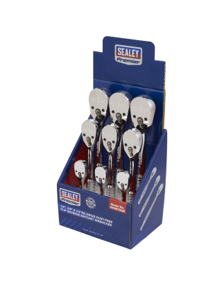 Ratchet Wrenches 1/4", 3/8" & 1/2"Sq Drive Pear-Head Flip Reverse Display Box of 9