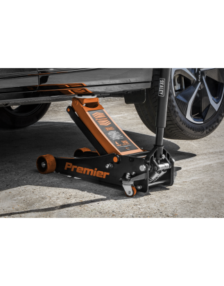 Premier Low Profile Trolley Jack with Rocket Lift 4 Tonne - Orange