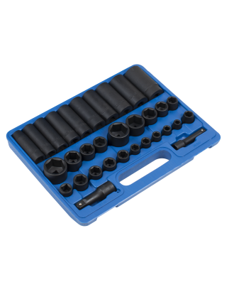 Impact Socket Set 32pc Standard/Deep 3/8" & 1/2"Sq Drive Metric/Imperial