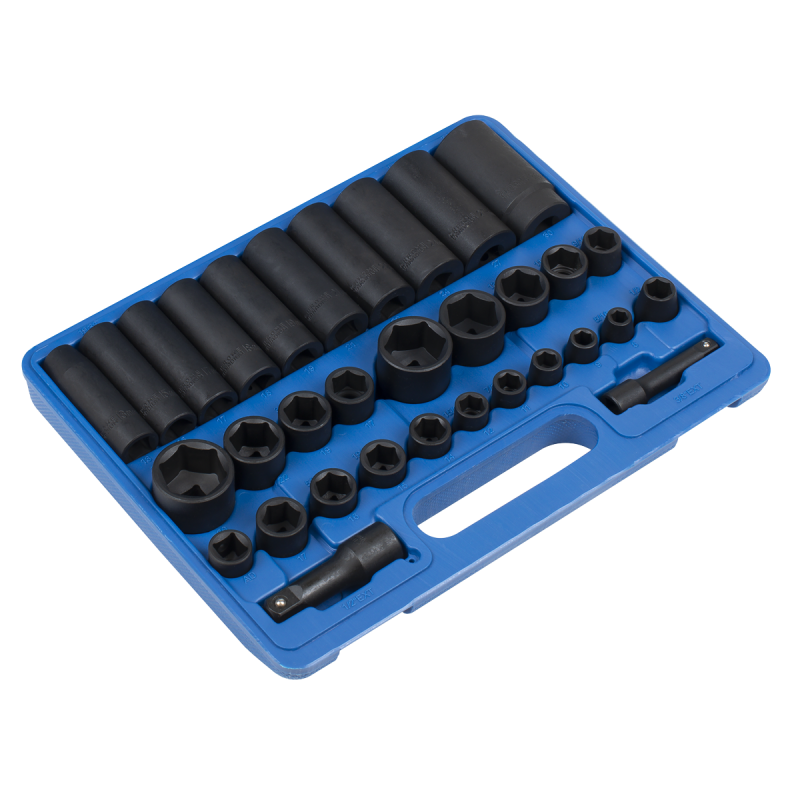 Impact Socket Set 32pc Standard/Deep 3/8" & 1/2"Sq Drive Metric/Imperial