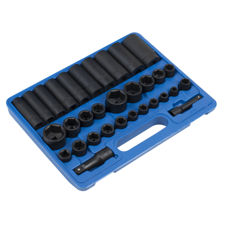 Impact Socket Set 32pc Standard/Deep 3/8" & 1/2"Sq Drive Metric/Imperial