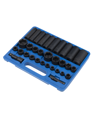 Impact Socket Set 32pc Standard/Deep 3/8" & 1/2"Sq Drive Metric/Imperial