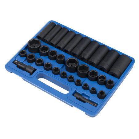 Impact Socket Set 32pc Standard/Deep 3/8" & 1/2"Sq Drive Metric/Imperial