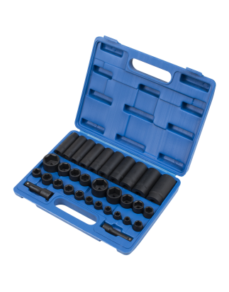 Impact Socket Set 32pc Standard/Deep 3/8" & 1/2"Sq Drive Metric/Imperial