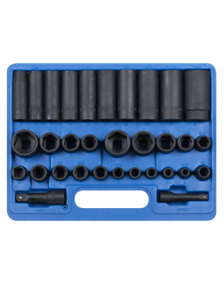 Impact Socket Set 32pc Standard/Deep 3/8" & 1/2"Sq Drive Metric/Imperial