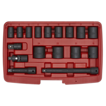 Impact Socket Set 17pc 3/8"Sq Drive Metric