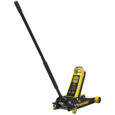 Premier Low Profile Trolley Jack with Rocket Lift 4 Tonne - Yellow