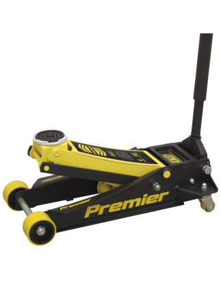 Premier Low Profile Trolley Jack with Rocket Lift 4 Tonne - Yellow