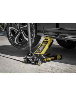 Premier Low Profile Trolley Jack with Rocket Lift 4 Tonne - Yellow